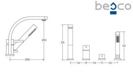 Смеситель на борт ванны Besco Decco с душевым гарнитуром хром BW-D4-CH