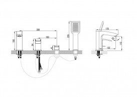 Смеситель на борт ванны Devit Country однорычажный с ручным душем латунь хром 28177125
