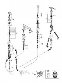 Змішувач на борт ванни Grohe Plus на 4 отвори хром 29307003