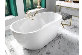 Змішувач на борт ванни Besco Decco із душовим гарнітуром золото BW-D4-ZL