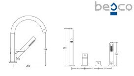 Змішувач на борт ванни Besco Illusion із душовим гарнітуром золото BW-I4-ZL