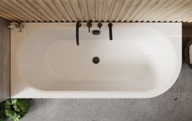 Змішувач на борт ванни Besco Illusion із душовим гарнітуром чорний матовий BW-I4-CZ