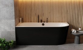 Змішувач на борт ванни Besco Illusion із душовим гарнітуром чорний матовий BW-I4-CZ