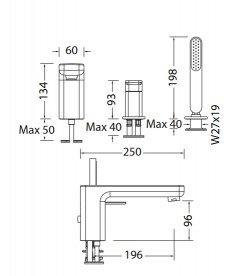 Змішувач на борт ванни Eurorama Tono з ручним душем хром 144245C