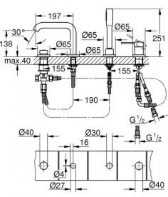 Змішувач на борт ванни Grohe Essence на 4 отвори хром 25251001