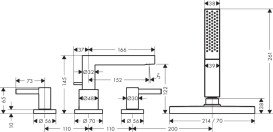 Змішувач на борт ванни Hansgrohe Finoris на 4 отвори чорний матовий хром 76444340