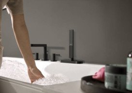 Змішувач на борт ванни Hansgrohe Finoris на 4 отвори чорний матовий хром 76444340