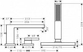 Смеситель на борт ванны Hansgrohe Tecturis E однорычажный на 3 отверстия матовый черный 73443670