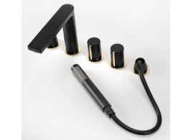 Змішувач на борт ванни Rea Icon із душовим гарнітуром чорний REA-B3622