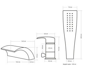 Смеситель на борт ванны Rea Riven однорычажный с душевым гарнитуром золото REA-B0497