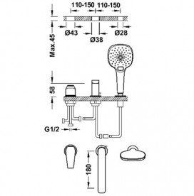Смеситель на борт ванны Tres Canigo на 3 отверстия хром 21716103