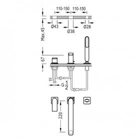 Змішувач на борт ванни Tres Loft colors з ручним душем білий матовий 20016201BM