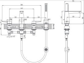 Смеситель на борт ванны Villeroy & Boch Conum на 4 отверстия хром TVT12700200061