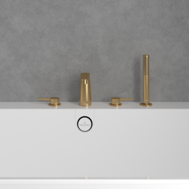 Смеситель на борт ванны Villeroy & Boch Conum на 4 отверстия матовое золото TVT12700200076