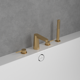 Смеситель на борт ванны Villeroy & Boch Conum на 4 отверстия матовое золото TVT12700200076