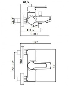 Смеситель однорычажный для ванны с ручным душем Paffoni Red хром RED 023 CR