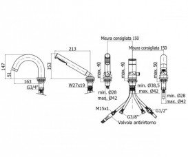 Змішувач одинважільний на борт ванни з душем Paffoni Candy хром CA 040 CR