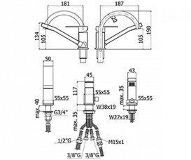 Смеситель однорычажный на борт ванны с душем Paffoni Elle хром EL 040 CR
