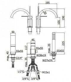 Змішувач одинважільний на борт ванни з душем Paffoni Effe хром EF 040 CR