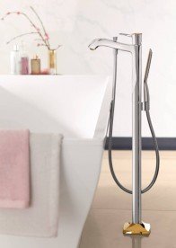 Смеситель однорычажный напольный (отдельностоящий) Hansgrohe коллекция Metropol Classic хром/золото 31445090