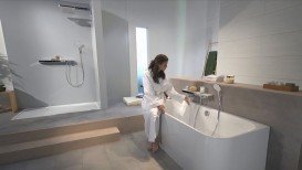 Смеситель с термостатом двухвентильный для ванны Hansgrohe коллекция Shower Tablet Select хром/белый 13183400