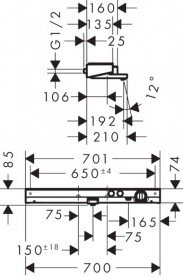 Смеситель с термостатом двухвентильный для ванны Hansgrohe коллекция Shower Tablet Select хром/белый 13183400
