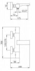 Смеситель с термостатом двухвентильный GRB Kala для ванны с душем хром 60215600