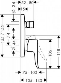 Змішувач прихований (вбудований) Hansgrohe колекція Metris хром 31451000