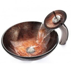 Змішувач водоспад для раковини Kraus Single темний шоколад KGW-1700-ORB