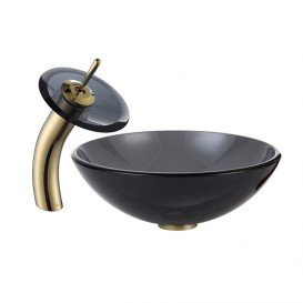 Змішувач водоспад для раковини Kraus Single золото KGW-1700G