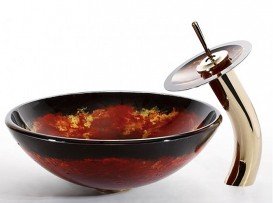 Змішувач водоспад для раковини Kraus Single золото KGW-1700G