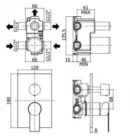 Змішувач вбудовується для ванни та душу Paffoni Tango TA 019 CR / M