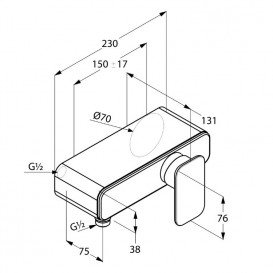 Смеситель для душа Kludi E2 однорычажный настенный хром 497140575