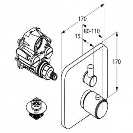 Смеситель встраиваемый для душа Kludi E2 однорычажный с термостатом 498300575
