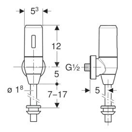 Змив для пісуару Geberit з електронним керуванням змивом на батарейках хром 115.805.21.5