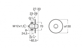 Смывная кнопка-клапан для писсуара Roca Avant с круглой настенной пластиной A5A9079C00