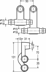Соединительный элемент для подключения радиатора Viega Sanpress 2273.1 с SC‑Contur бронза 446635