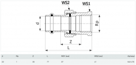 Соединительный элемент резьбовой разъемный Viega Prestabo 1162 22х1 нелегированная сталь 643478
