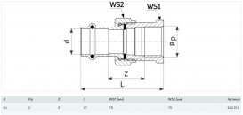 З'єднувальний елемент різьбовий роз'ємний Viega Prestabo 1162 54х2 нелегована сталь 643515