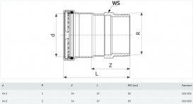 З'єднувальний елемент Viega Prestabo XL 1111XL 64хR2 нелегована сталь 629953
