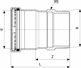 З'єднувальний елемент Viega Sanpress Inox 2311 з SC-Contur 42хR1½ нержавіюча сталь 436551