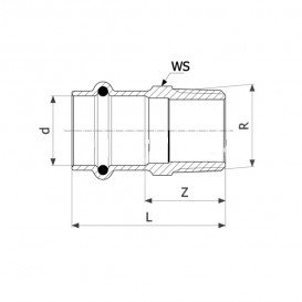Муфта Viega Profipress A1 2211 перехід на зовнішнє різьблення 54х2 195267