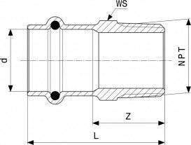 Поєднувальний елемент Viega SeaPress 0311.5 54х2NPT сплав CuNiFe 90/10 461171