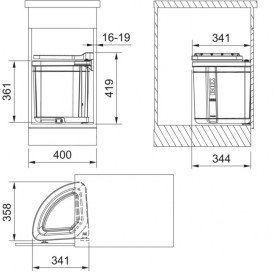 Сортер для відходів Franke Pivot 27 л пластік чорний 121.0307.563
