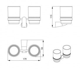 Стакан для зубних щіток подвійний Devit Katarina підвісний білий/хром-білий 85D8148W