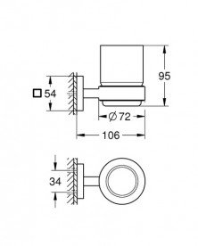 Стакан для зубных щеток Grohe QuickFix Start Cube с держателем суперсталь 41097DC0