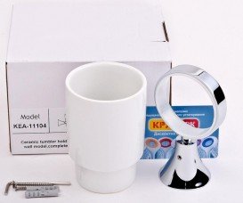 Стакан для зубних щіток Kraus Amnis з настінним тримачем кераміка / латунь хром KEA-11104CH