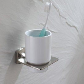 Стакан для зубних щіток Kraus Fortis з настінним тримачем кераміка / латунь сатин KEA-13304BN