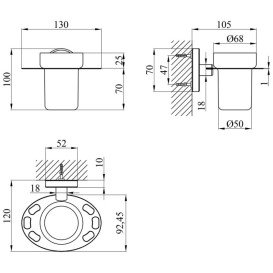 Склянка для зубних щіток Kroner KRM Elbe-ACG2906-1 з тримачем хром CV022862