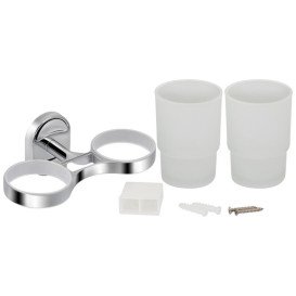 Склянка для зубних щіток Kroner KRM Elbe-ACG2908 подвійний з тримачем хром CV022868